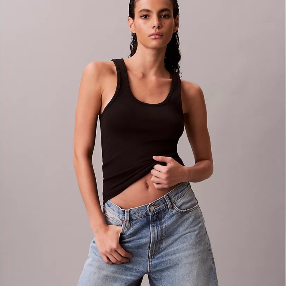 CALVIN KLEIN bundle of two - black and charcoal ribbed tanks